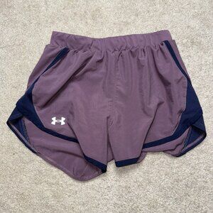 UA Under Armour Jogging Shorts Active Womens XS Purple Double Lined Loose Fit
